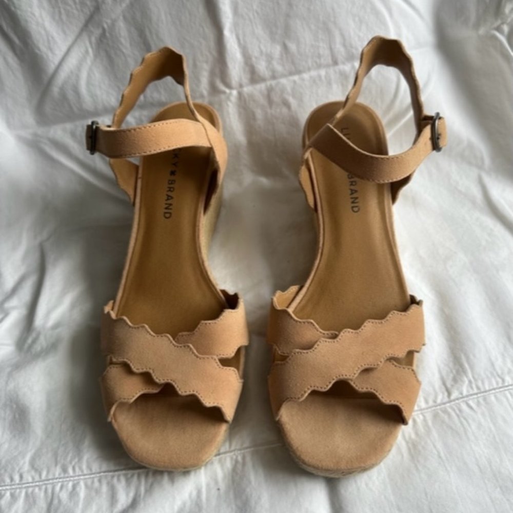 Lucky Brand Marleigh Suede Espadrille Wedge Size 7